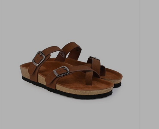 Classic Brown Buckled Comfort Sandals