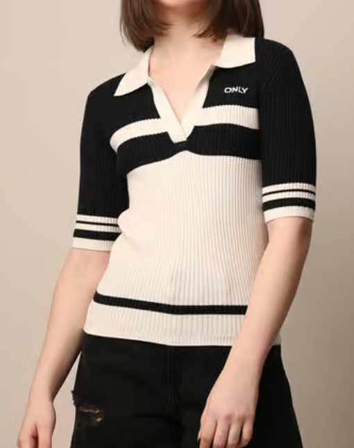 White & Black Striped Pulo T-Shirt