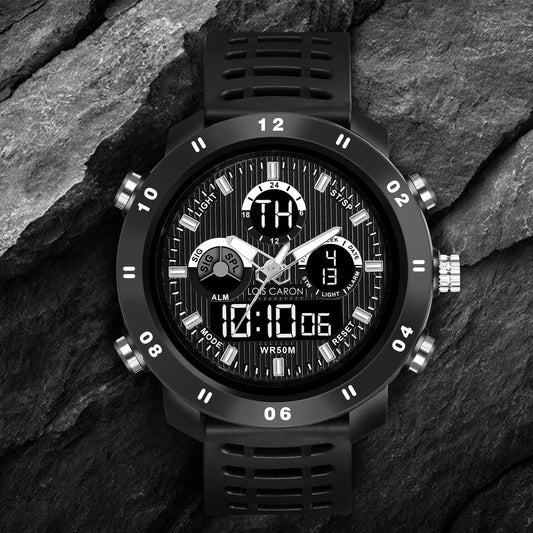 Analog-Digital Sports Watch: Chronograph, Dual Time, Alarm, Stopwatch, Water-Resistant, Shock-Resistant, Back Light Display- The Perfect Watch for Men and Boys