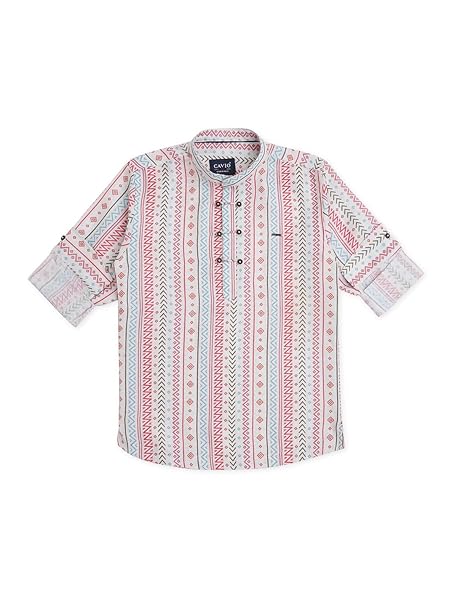 Boys Regular Fit Printed Traditional Short Kurta Shirt